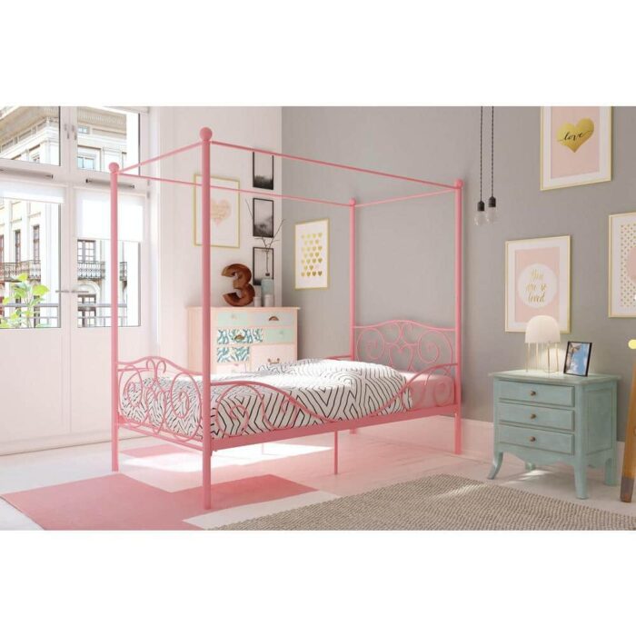 Capri Pink Twin Size Metal Bed Frame